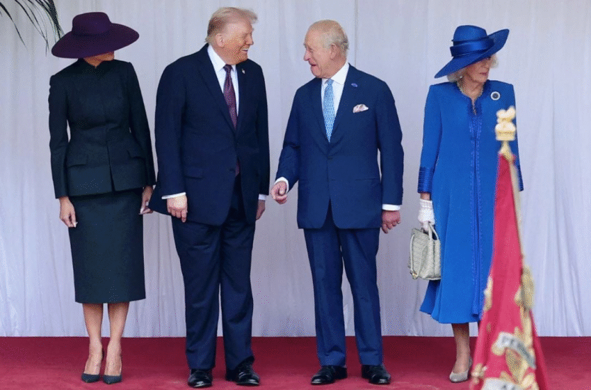  Ceremonia e pritjes së Donald dhe Melania Trump, presidenti dhe Zonja e Parë thyen dy herë protokollin mbretëror