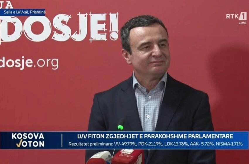  Kurti: Rezultati i zgjedhjeve është i kënaqshëm, institucionet të formohen sa më shpejt